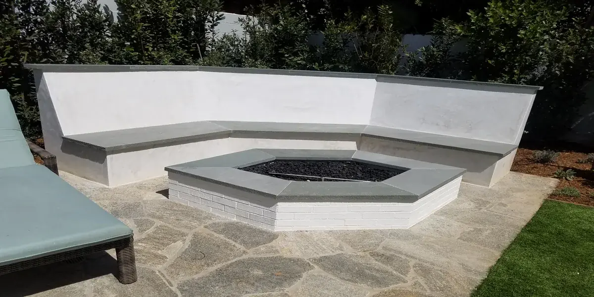 Modern concrete retaining wall landscape