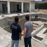 Customer visiting construction site